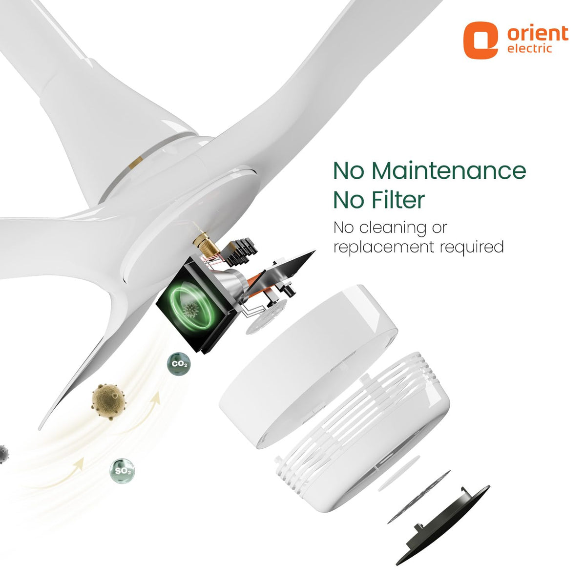 Orient Electric Aero O2 Oxygen Enriching BLDC Ceiling Fan | Newly Launched Air Purifier Fan| Remote Control | Silent Operation | All Season Fan with Reverse...