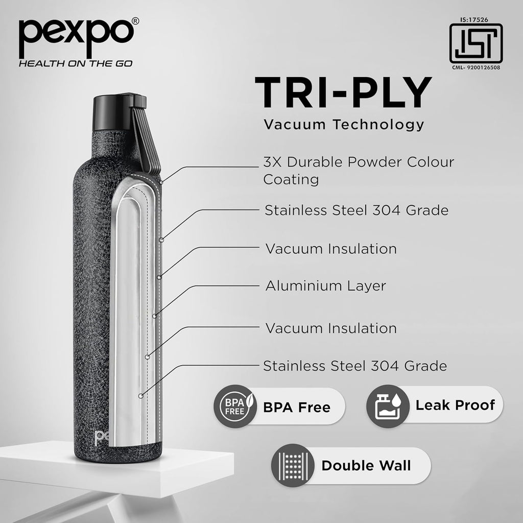 Stainless Steel Water Bottle Oslo Black 980ml