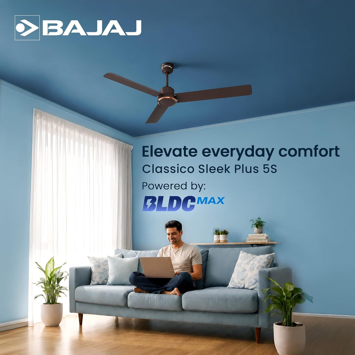 Bajaj Classico Sleek Plus 5S 1200MM (48”) BLDC Ceiling Fan with Remote |