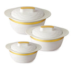 Cello Gold Crust Insulated Casserole Set of 3, (500ml, 1000ml, 1500ml) White |