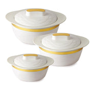 Cello Gold Crust Insulated Casserole Set of 3, (500ml, 1000ml, 1500ml) White |