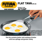 Hawkins Futura Hard Anodised Flat Tava 26 cm, 4.88 mm with Plastic Handle