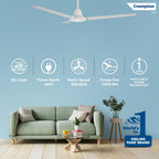 Crompton Surebreeze Sea Sapphira 1200 mm Ceiling Fan for Home | 2026 Model | BEE Star Rated | Energy Efficient | Superior Air Delivery | High Speed | 2 Year Brand Warranty | Opal White
