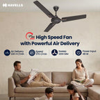 Havells 1200mm Ambrose Neo Energy Saving Ceiling Fan| Air Delivery: 220 m³/min| Speed: 370 RPM| 2...