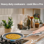 Hawkins 26 cm Triply with Shielded Nonstick Pro Flat Tava | Induction & Gas Compatible | Flat Surface, Spill-Resistant Rim | Silver (PSNFT26)
