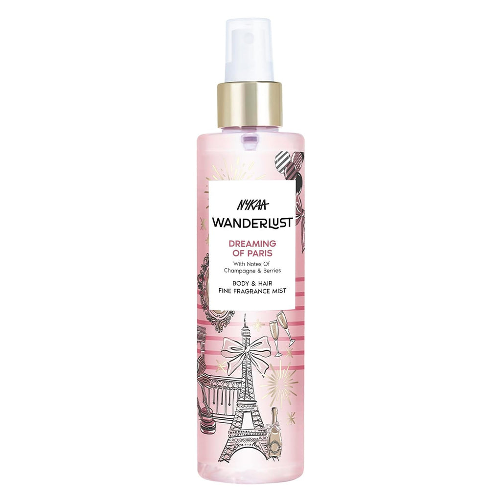 Nykaa Wanderlust Dreaming of Paris Fruity Perfume Body & Hair Mist, Notes of Champagne & Berries, 8 Hrs Long- Lasting Everyday Fragrance, 200 ml