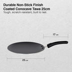 Prestige Aluminium Omega Select Plus Non-Stick Concave Tawa, 25 cm,Black