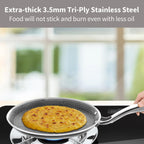 Hawkins 26 cm Triply with Shielded Nonstick Pro Flat Tava | Induction & Gas Compatible | Flat Surface, Spill-Resistant Rim | Silver (PSNFT26)
