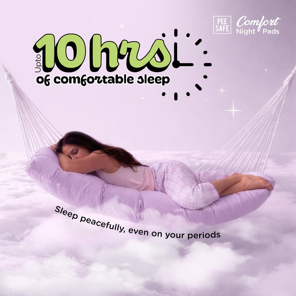 Pee Safe Comfort Night Pads XXXXL-8 Pads - 405Mm | 76% Longer | Heavy Flow Nights, Super Soft Topsheet, Dual Wings, Extra Wide Back, Overnight Protection,...