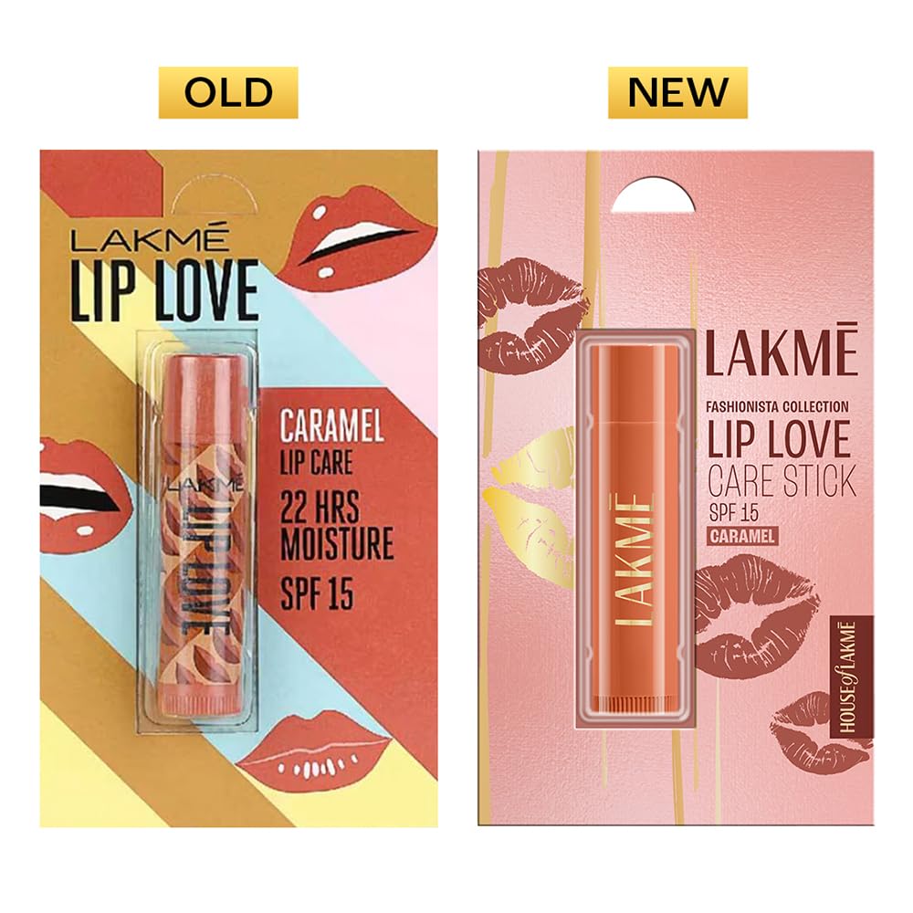 Lakme Lip Love Care Stick Caramel, with 10% Vitamin E Complex, nourished with Shea & Cocoa Butter and enriched with Almond & Jojoba Oil for 24hr...