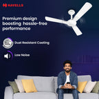 Havells 1200mm Enticer BLDC Prime Ceiling Fan| Compatible with Regulator & Remote /Pearl White Chrome| 100% Copper Motor|