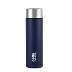 CELLO H2O Matt Stainless Steel Water Bottle For Office & Daily Use 1000 ml Navy Blue | Single Wall Freezer & Fridge Safe, Lightweight & Stylish Leakproof Rustproof Steel Water Bottle For School Travel
