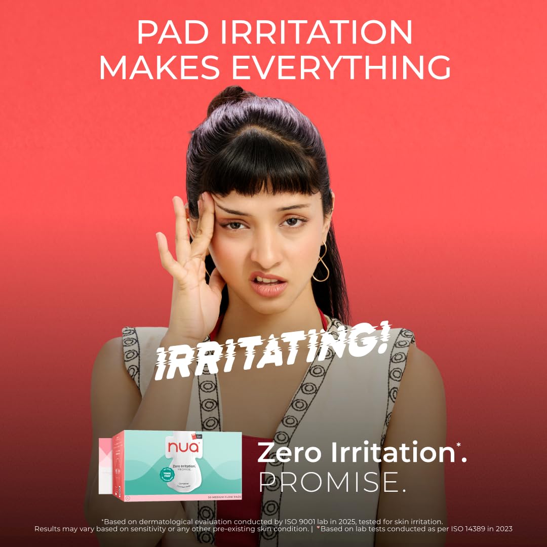 Nua Complete Comfort Sanitary Pads for Sensitive Skin | Pack of 50 Pads