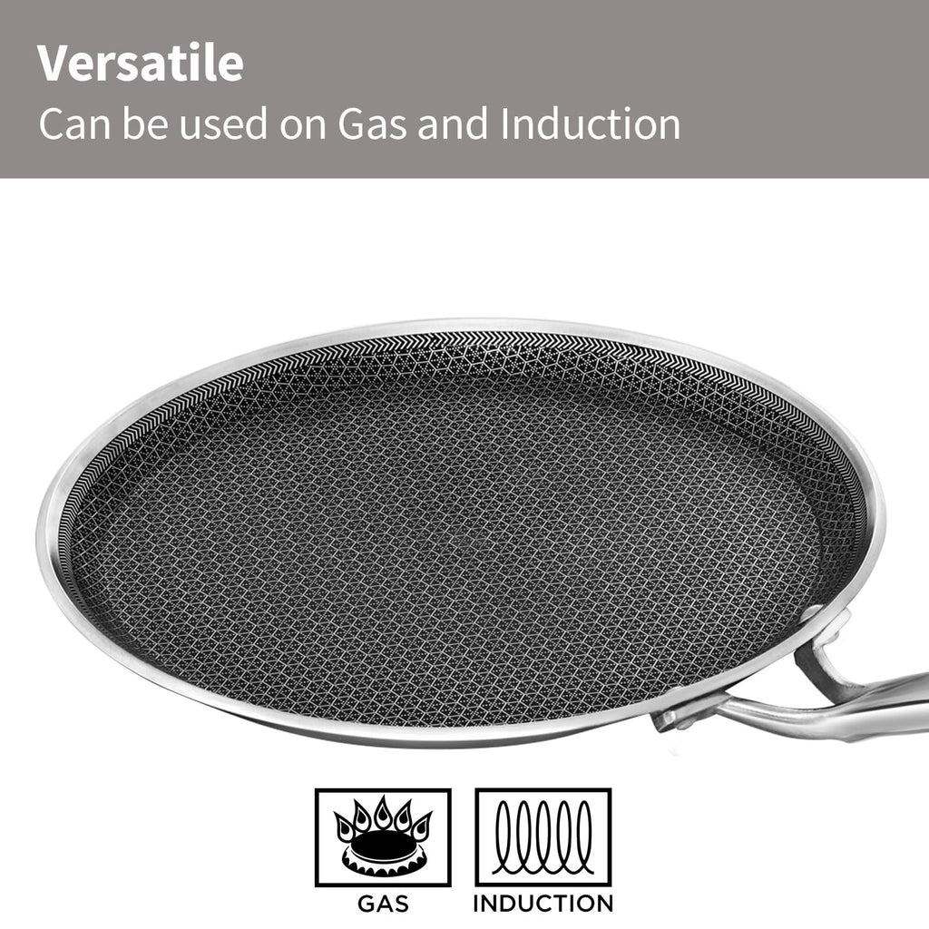 Hawkins 26 cm Triply with Shielded Nonstick Pro Flat Tava | Induction & Gas Compatible | Flat Surface, Spill-Resistant Rim | Silver (PSNFT26)