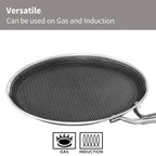 Hawkins 26 cm Triply with Shielded Nonstick Pro Flat Tava | Induction & Gas Compatible | Flat Surface, Spill-Resistant Rim | Silver (PSNFT26)