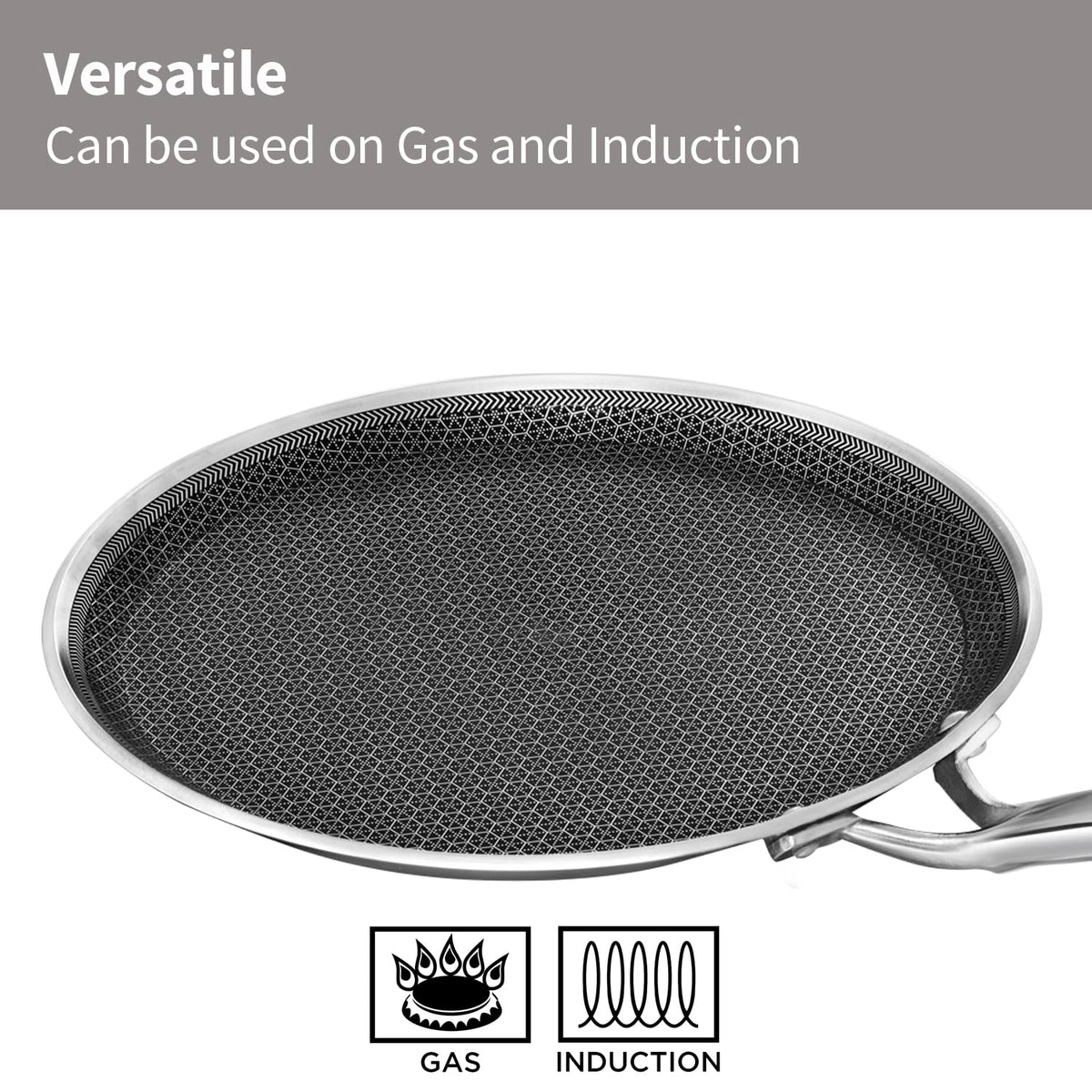 Hawkins 26 cm Triply with Shielded Nonstick Pro Flat Tava | Induction & Gas Compatible | Flat Surface, Spill-Resistant Rim | Silver (PSNFT26)
