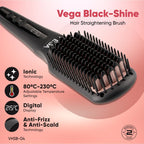 Vega Black Shine Hair Straightener Brush for Women, Straight in Min, Ionic & Thermoprotect Technology, 16 Temperature Settings