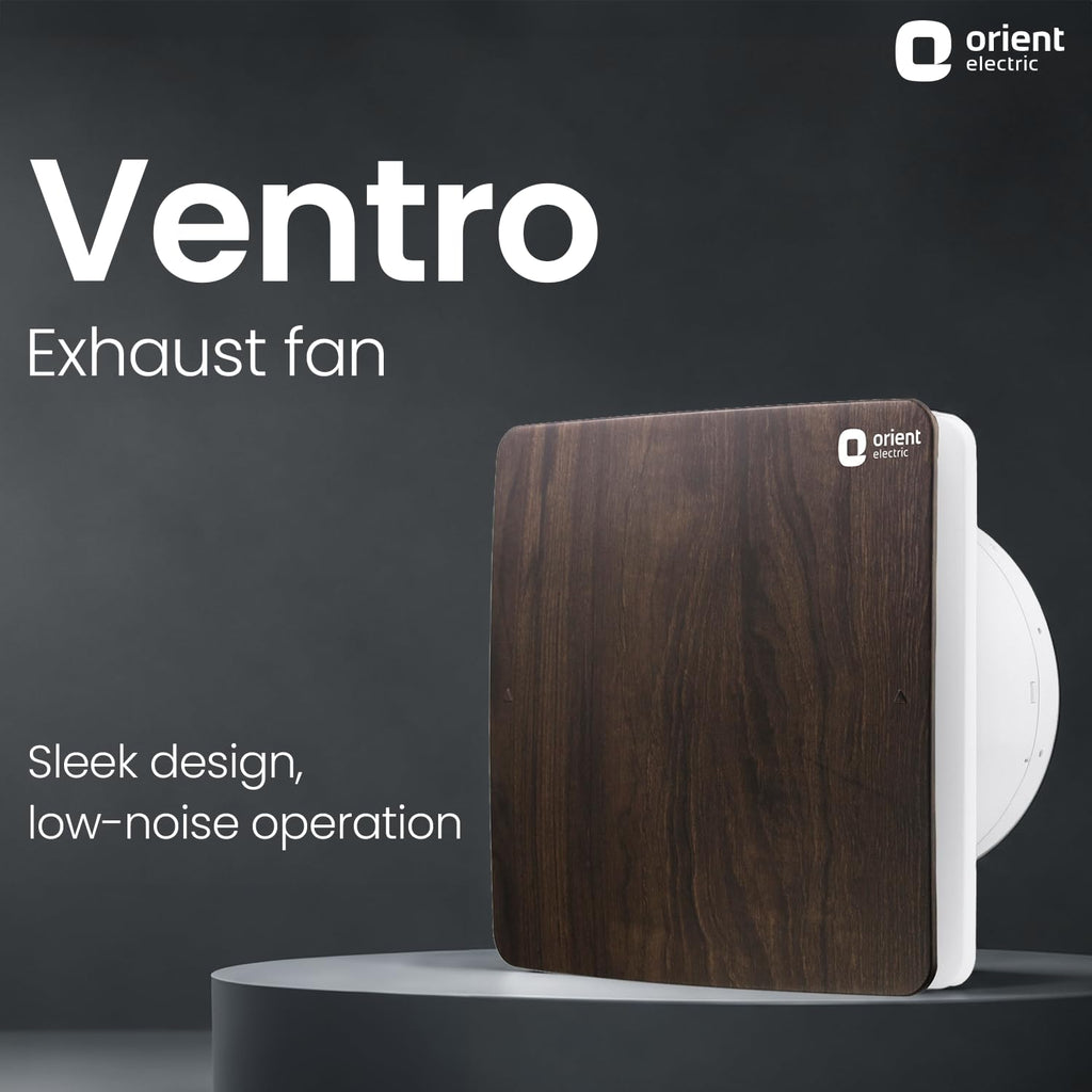 Orient Ventro exhaust 150 mm | Walnut Wood | Glass and wall mountable | Elegant design with high performance | Noiseless Operation | 2 year warranty