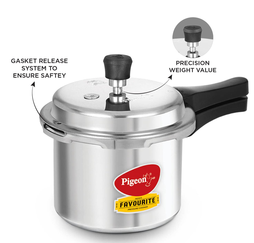 Pigeon by Stovekraft Favourite Outer Lid Non Induction Aluminium Pressure Cooker, 3 Litres