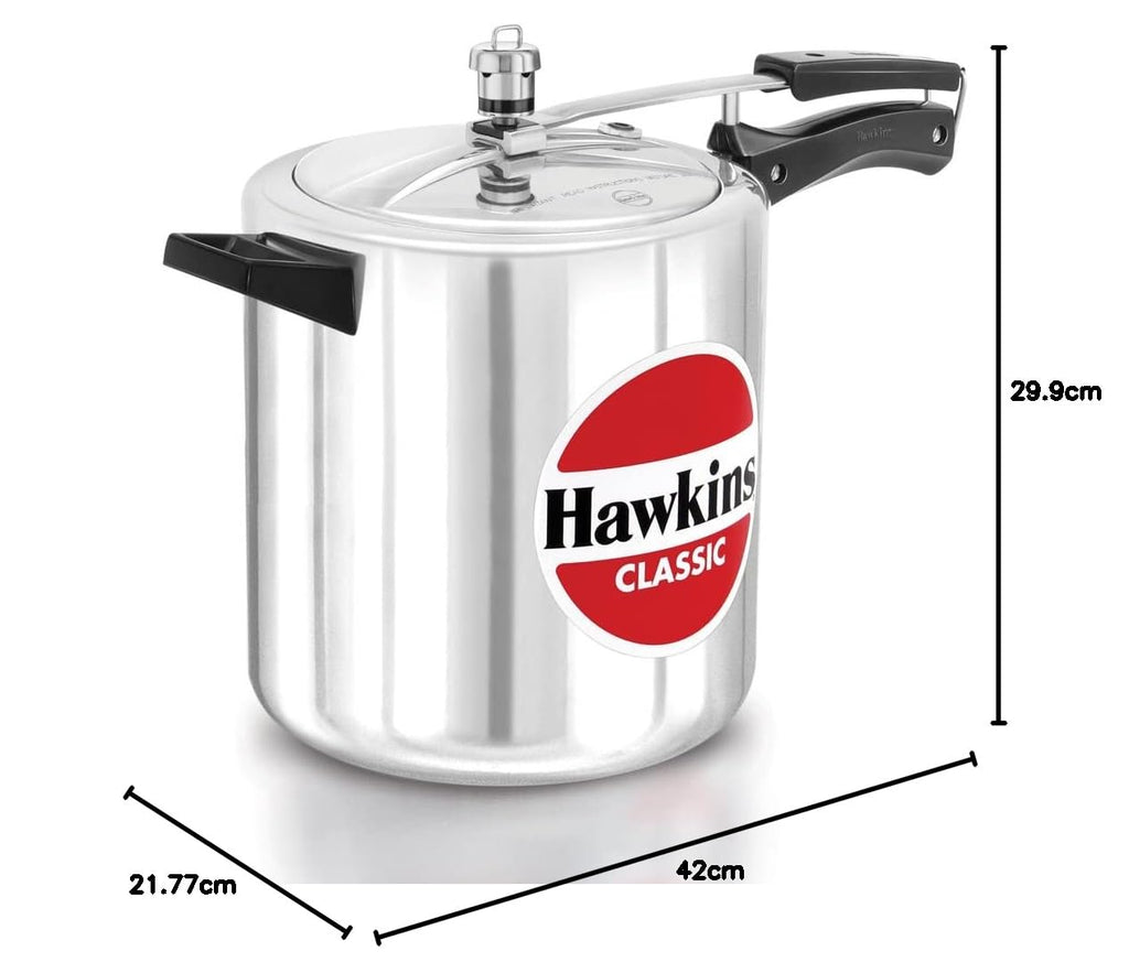 Hawkins Classic 8 Litre Pressure Cooker | Straight Body, Tall Design | Gas Compatible | Ideal for 8–10 persons | ISI Certified | 5 Year Guarantee | Silver...