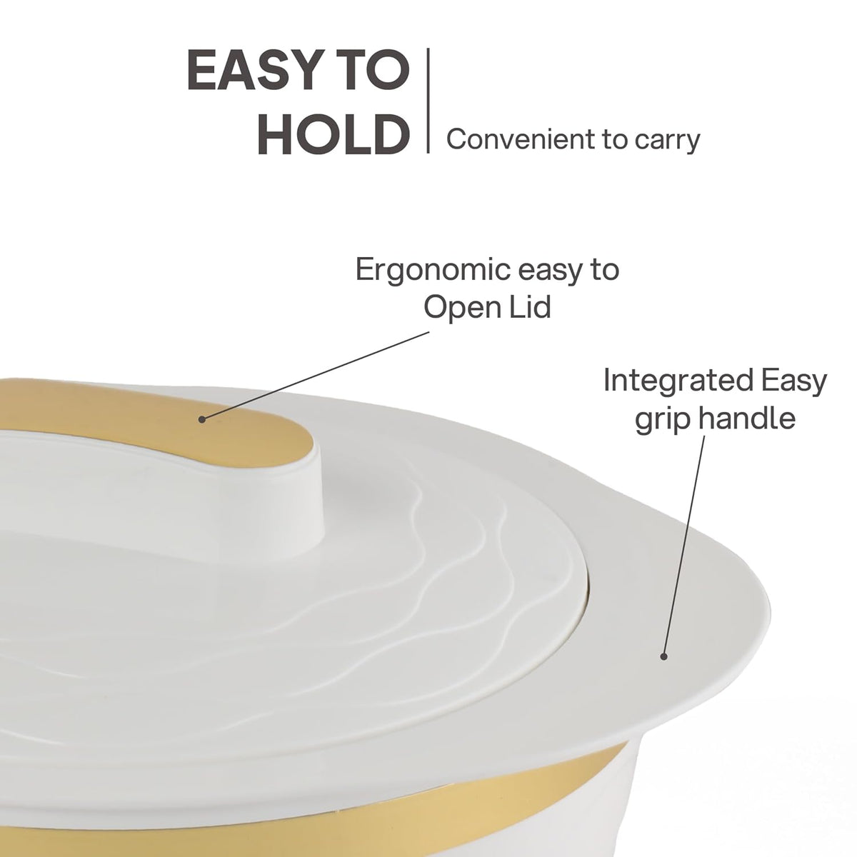 Cello Gold Crust Insulated Casserole Set of 3, (500ml, 1000ml, 1500ml) White |