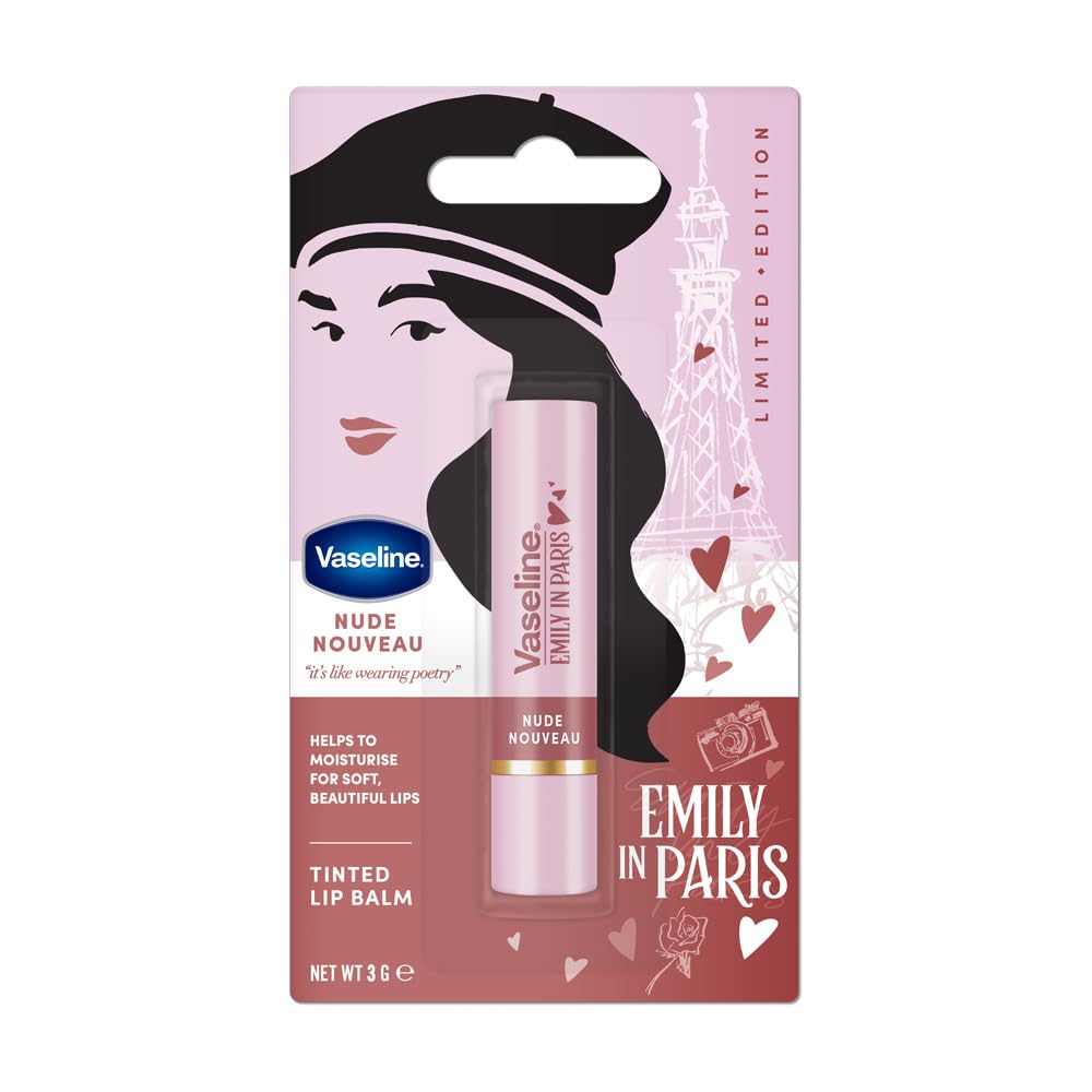 Vaseline Nude Nouveau | Emily in Paris Limited Edition | Nude Tinted Lip Balm Stick, 24H Moisturization, 3g