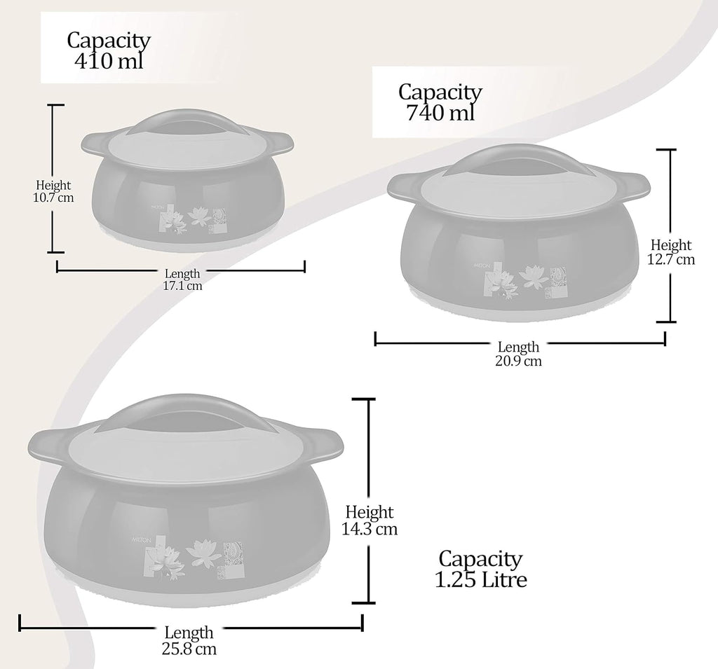 MILTON Delish Jr Insulated Inner Stainless Steel Casserole Gift Set of 3, Ivory
