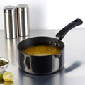 Vinod Black Pearl Hard Anodised Saucepan 2.3 Litre, 18cm | 3.25mm Thick | Metal Spoon Friendly | Ezee Pour Spout | Bakelite Handle | Toxin Free | 2 Year Warranty - Black