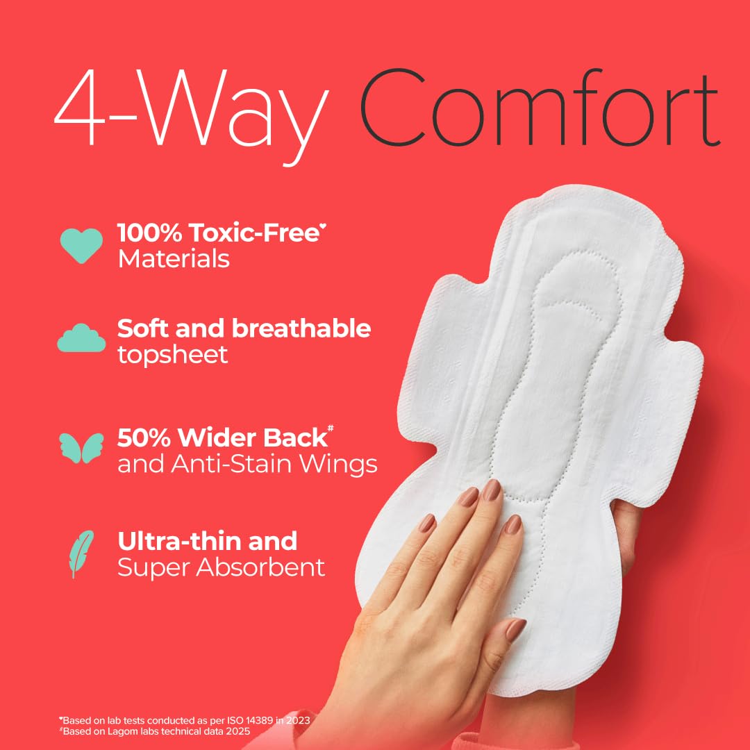 Nua Complete Comfort Sanitary Pads for Sensitive Skin | Pack of 50 Pads