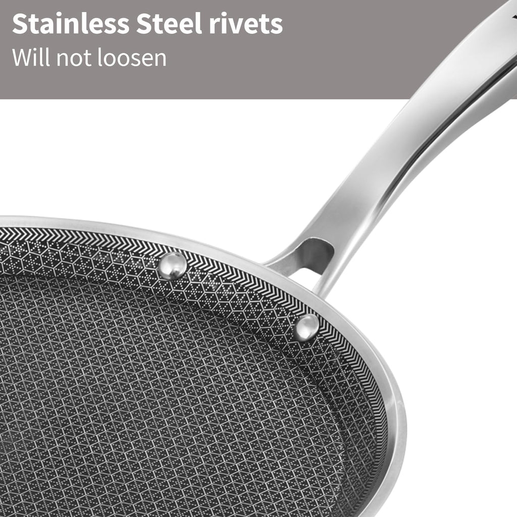 Hawkins 26 cm Triply with Shielded Nonstick Pro Flat Tava | Induction & Gas Compatible | Flat Surface, Spill-Resistant Rim | Silver (PSNFT26)