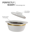 Cello Gold Crust Insulated Casserole Set of 3, (500ml, 1000ml, 1500ml) White |
