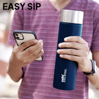 CELLO H2O Matt Stainless Steel Water Bottle For Office & Daily Use 1000 ml Navy Blue | Single Wall Freezer & Fridge Safe, Lightweight & Stylish Leakproof Rustproof Steel Water Bottle For School Travel