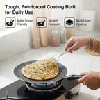 Prestige Aluminium Omega Select Plus Non-Stick Concave Tawa, 25 cm,Black