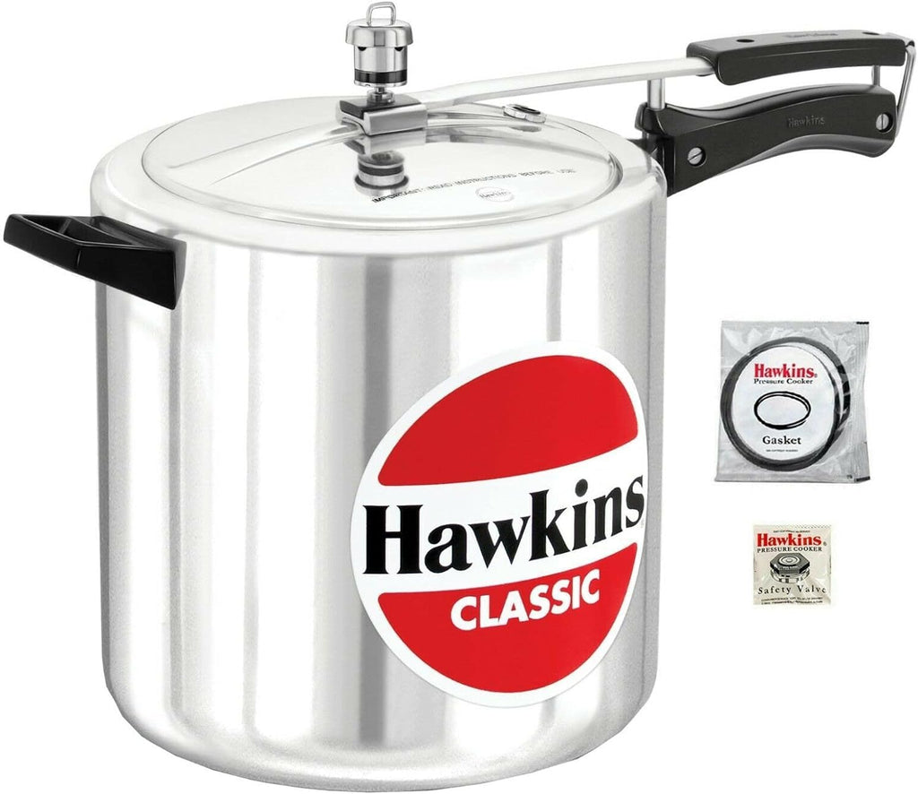 Hawkins Classic 12 Litre Pressure Cooker | Straight Body | Gas Compatible | Ideal for 12–16 persons | ISI Certified | 5 Year Guarantee | Silver (CL12)