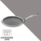 Hawkins 26 cm Triply with Shielded Nonstick Pro Flat Tava | Induction & Gas Compatible | Flat Surface, Spill-Resistant Rim | Silver (PSNFT26)