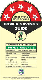 Crompton Energion Caelum 1200mm BLDC Ceiling Fan | Remote & Regulator Control | Multiple Fan Pairing on Remote | BEE 5 Star Rated| High Air Delivery |...