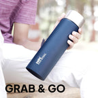 CELLO H2O Matt Stainless Steel Water Bottle For Office & Daily Use 1000 ml Navy Blue | Single Wall Freezer & Fridge Safe, Lightweight & Stylish Leakproof Rustproof Steel Water Bottle For School Travel