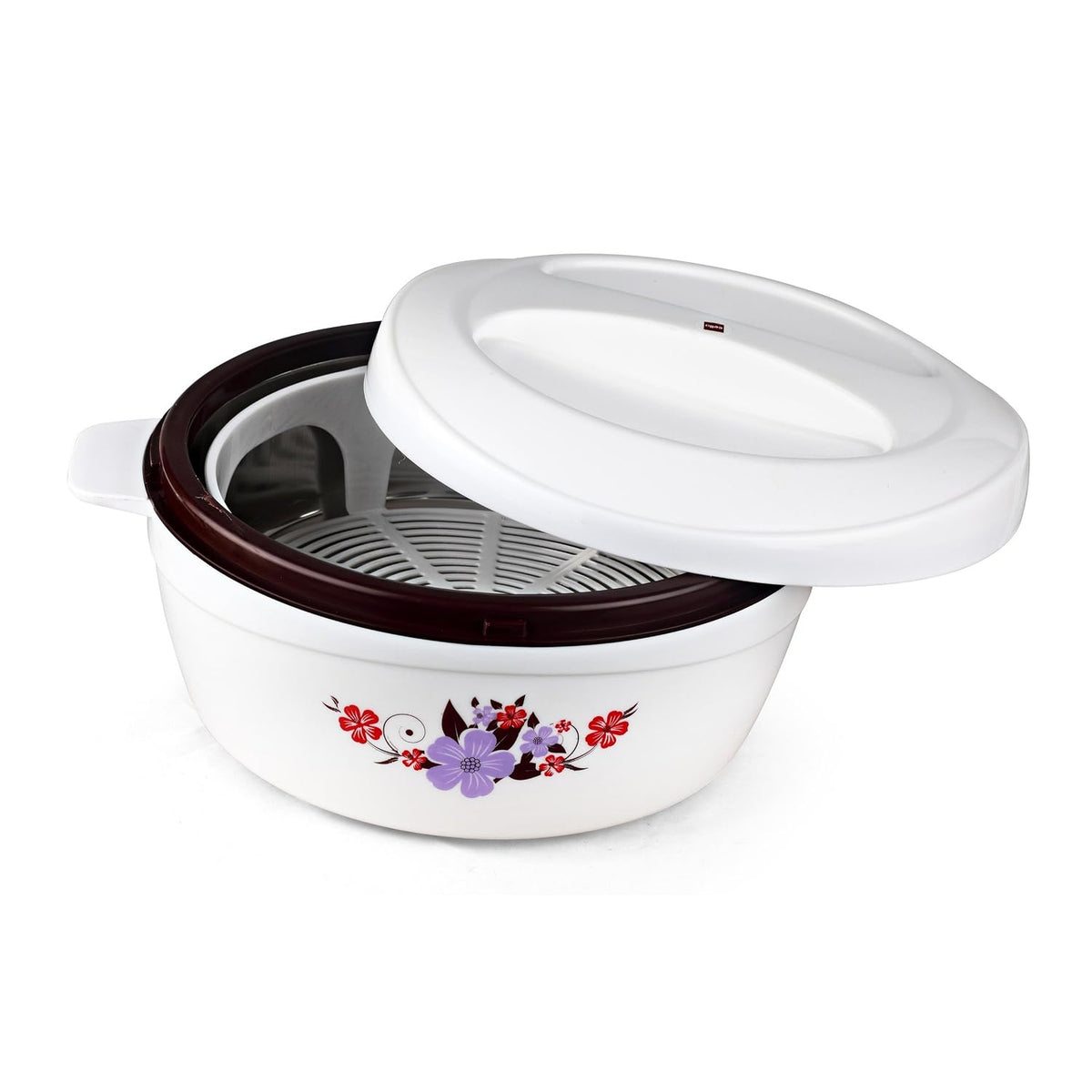 Cello Roti Plus Insulated Casserole Hot Pot Box Case with Lid 1500 ml White & Brown |