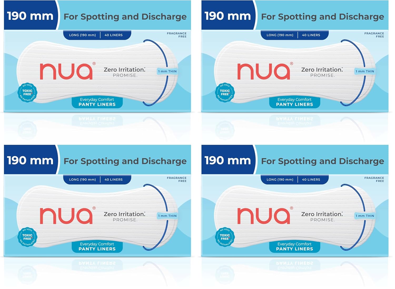 Nua Ultra-Soft Panty Liners For Women Daily Use - 40 Liners | 190mm Long