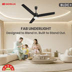 Havells FAB BLDC Underlight 1200 mm Ceiling Fan| 5 Star| Upto 65% Saving| Air Delivery: 235 cmm|Low Wattage: 30W|