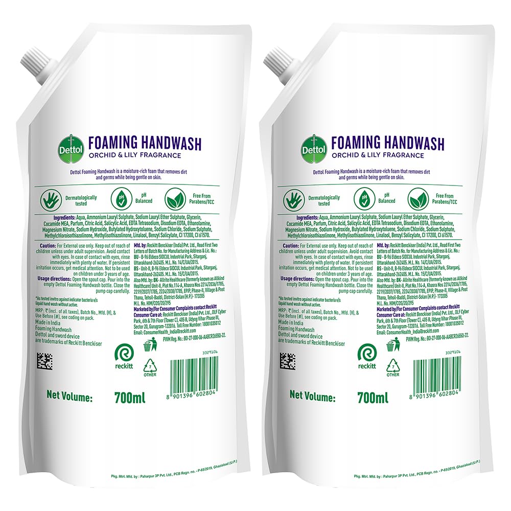 Dettol Orchid & Lily Foaming Handwash Refill 700ml (Pack of 2)