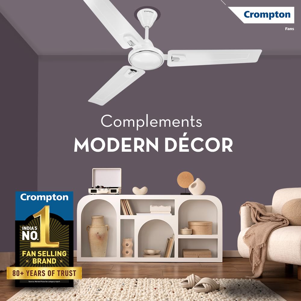 Crompton SUREBREEZE HILL BRIZ NEO 1200 mm (48 inch) Ceiling Fan (Opal White) Star rated energy efficient fans