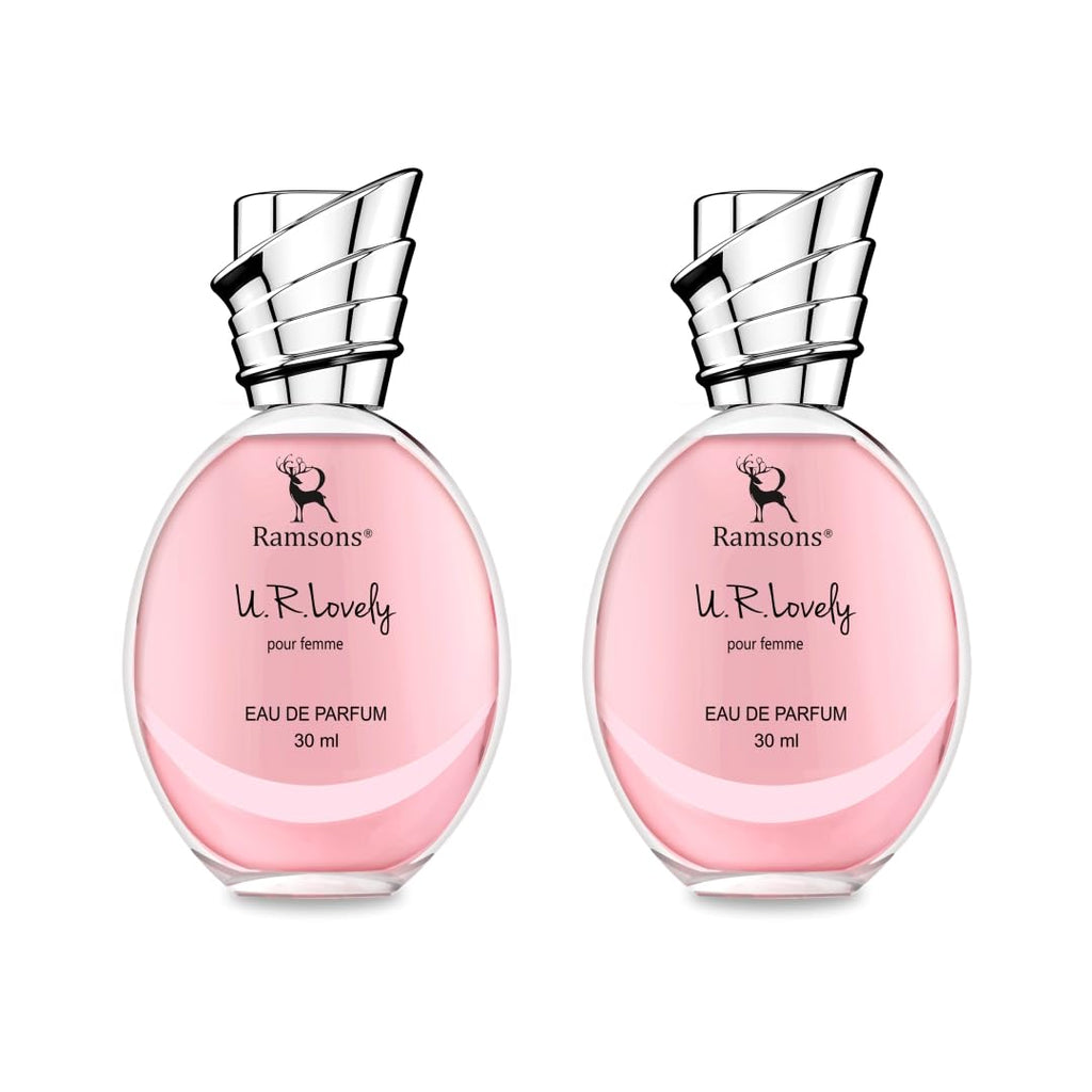 Ramsons - U R LOVELY Eau De Parfum | 30 ML x 2| Perfume For Women | TN - Bergamot, Peach, Orange, Grapefruit, Aquatic | MN - Lilly of the valley, Rose, Jasmine, Cinnamon | BN - Woody, Musk, Vanilla