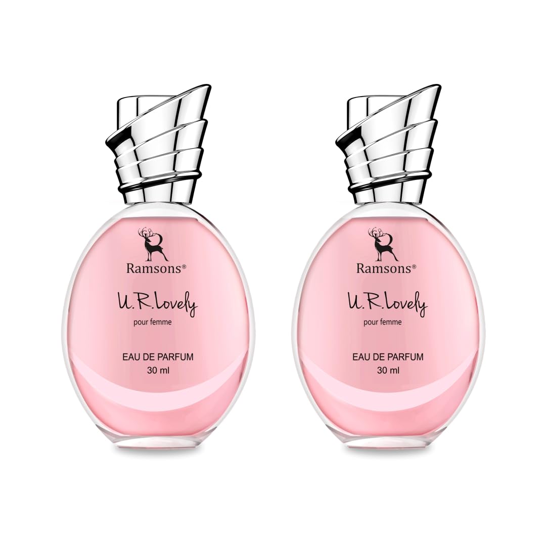 Ramsons - U R LOVELY Eau De Parfum | 30 ML x 2| Perfume For Women | TN - Bergamot, Peach, Orange, Grapefruit, Aquatic | MN - Lilly of the valley, Rose, Jasmine, Cinnamon | BN - Woody, Musk, Vanilla