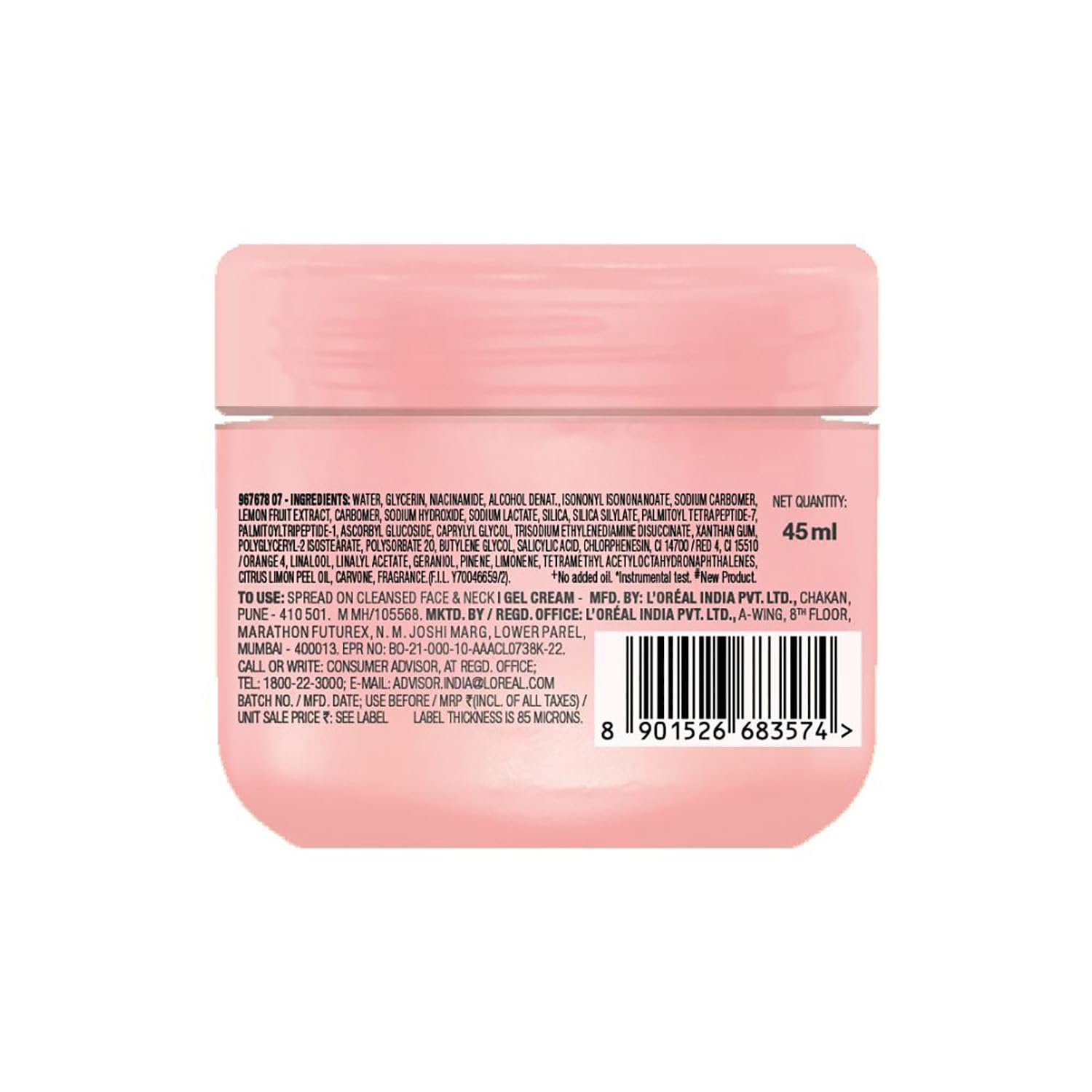 Garnier Fresh & Plump Niacinamide Sorbet Gel Face Moisturizer Cream, 45g