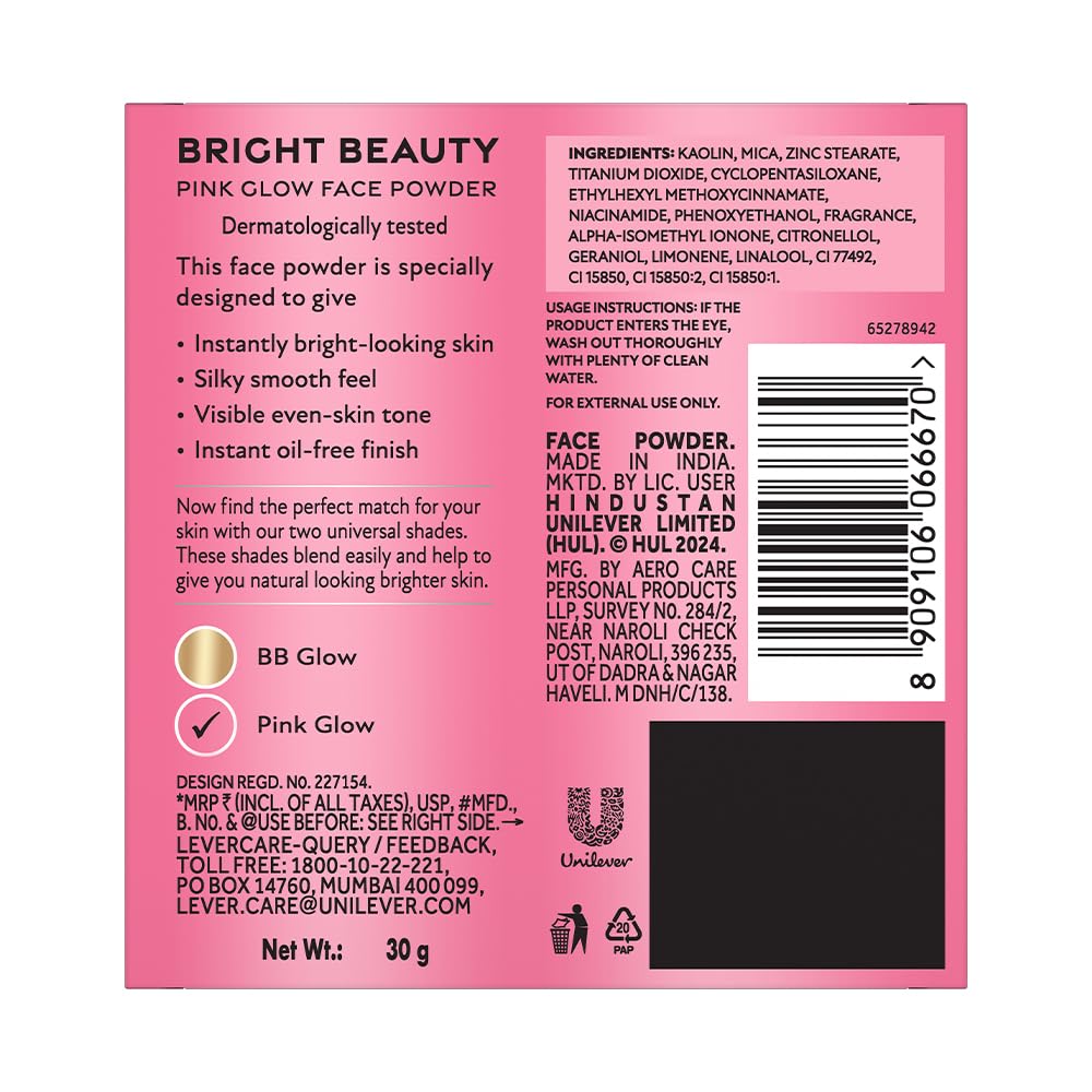 POND'S Natural Glow Face Powder, Pink Glow, 30g