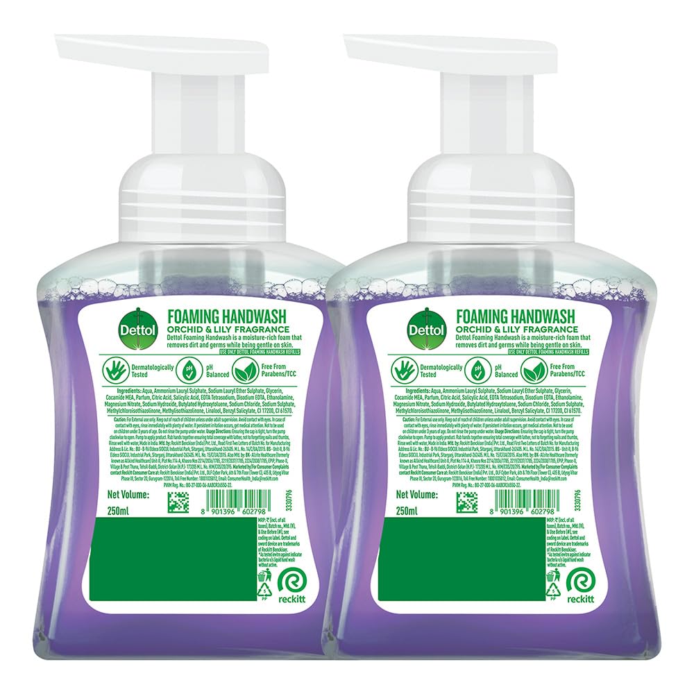 Dettol Orchid & Lily Foaming Handwash Pump 250ml (Pack of 2)