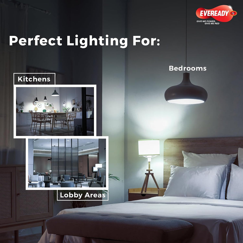 EVEREADY 12W LED Bulb, Cool White Day Light (6500K), E27 Base | Energy-Efficient, 4kV Surge Protection, Long-Lasting Durability, Pack of 6