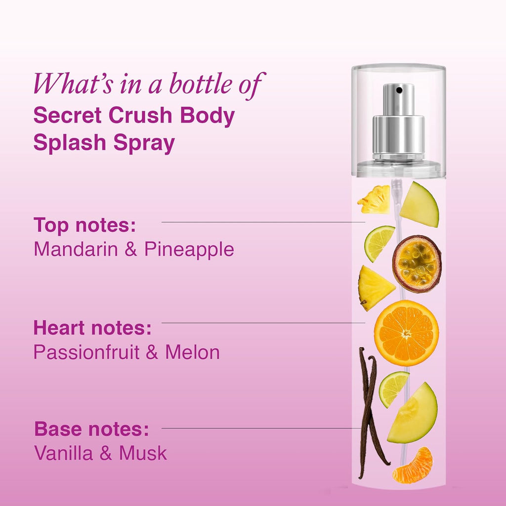 Layer'r Wottagirl Secret Crush Body Splash for Women 135ml | Long-lasting body splash with mandarin, pineapple & vanilla notes. Fruity fragrance for...
