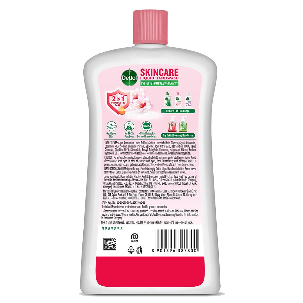 Dettol Liquid Handwash Bottle - Skincare Hand Wash-875ml